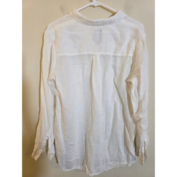 GAP Boyfriend Shirt 100% Linen White Long Sleeve Button Down 875983-03 Medium - Picture 4 of 10